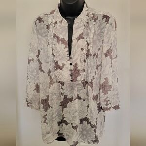Banana Republic Plum Grey Floral Blouse